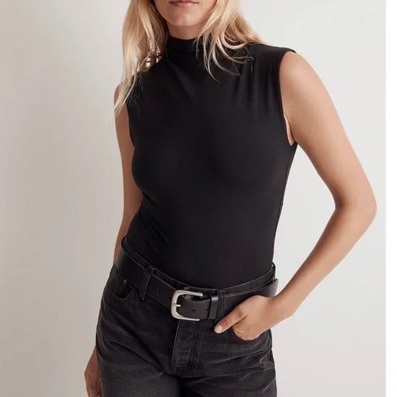 Madewell FunnelNeck Cropped‎ Muscle Tee Size L - Picture 2 of 5